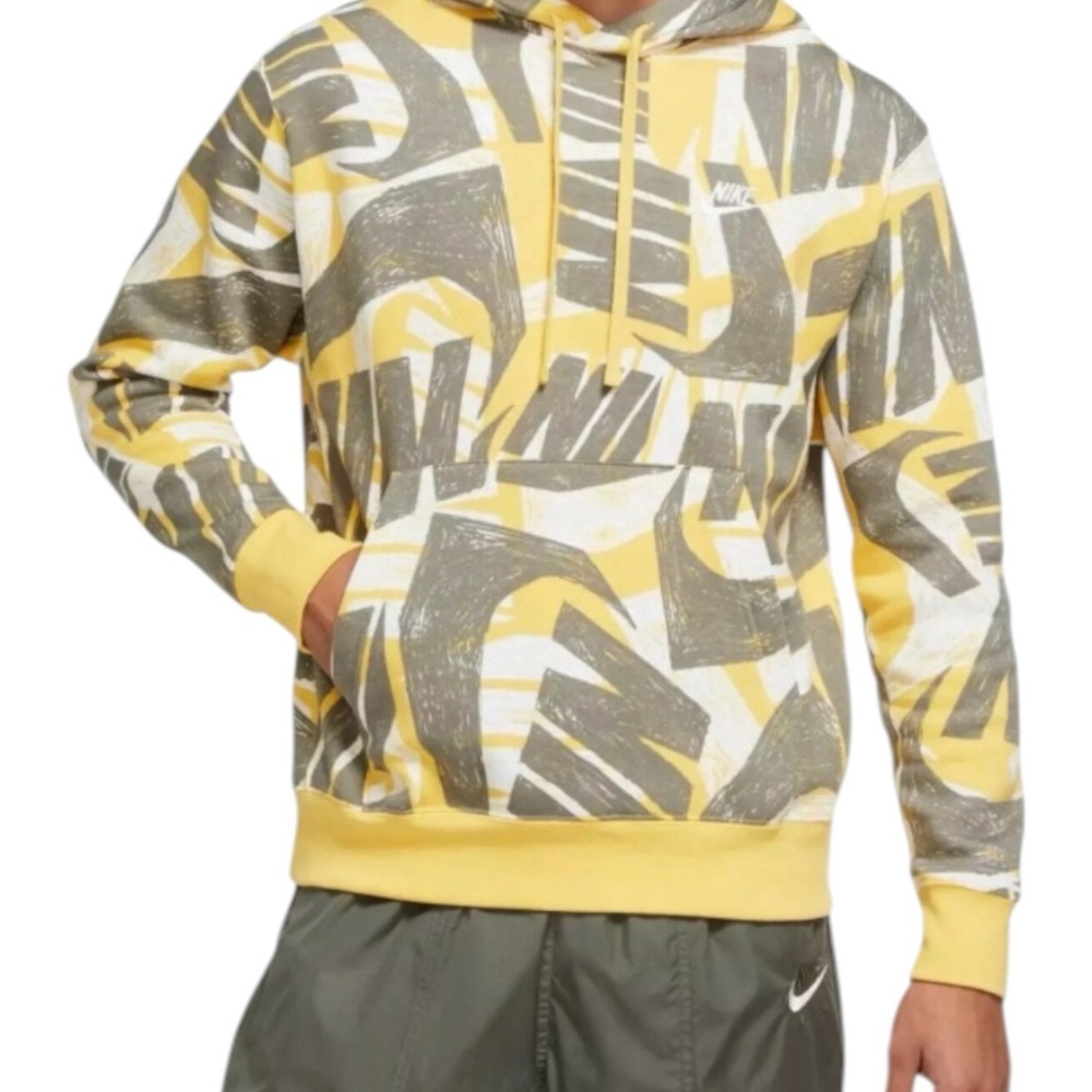 Nike Men's Yellow, Gray & White Graphic Pullover Hoodie